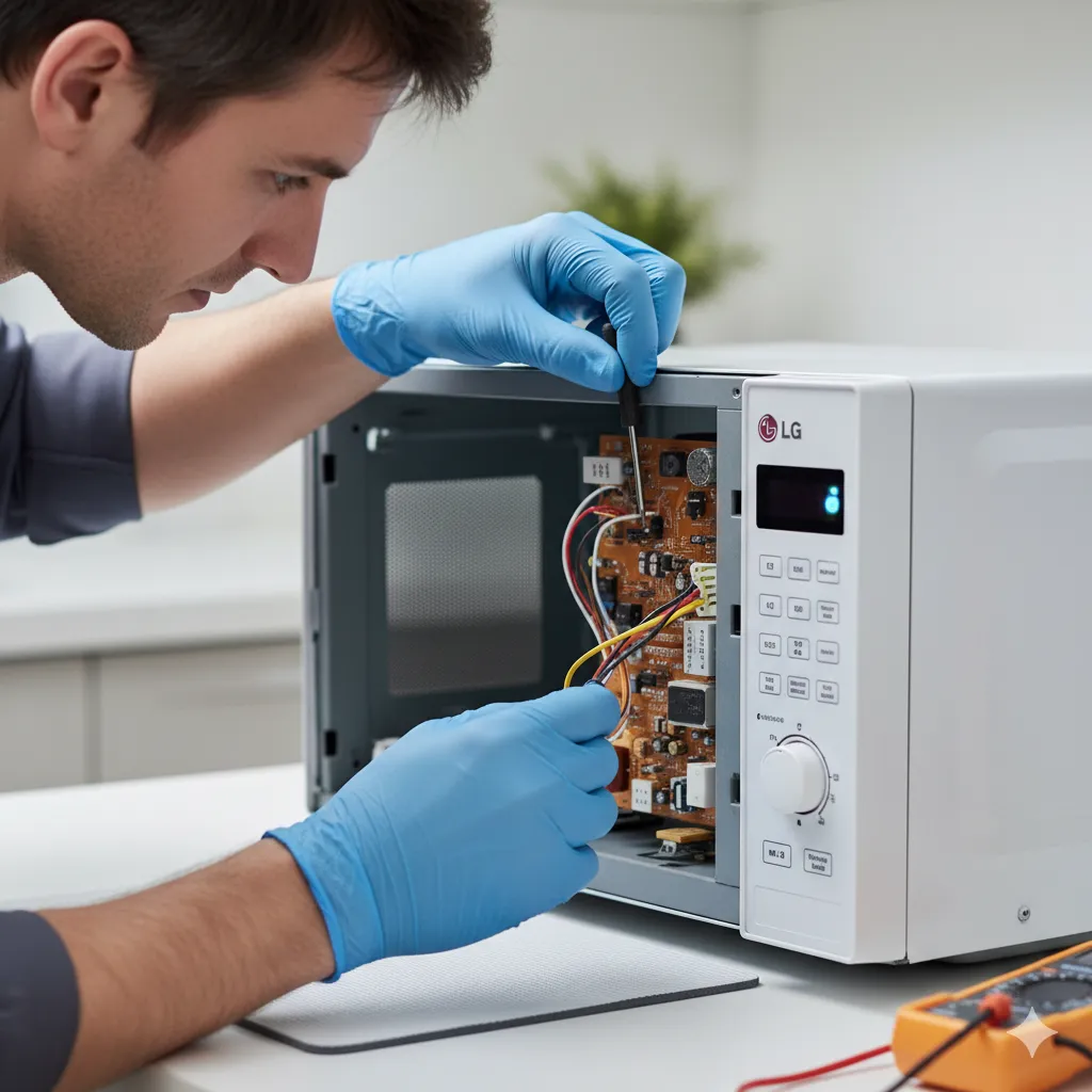 أهمية صيانة ميكروويف ال جي (LG) ودورها في الحياة اليومية على مبدأ توليد موجات كهرومغناطيسية قصيرة تسمى "الميكروويف" عن طريق قطعة إلكترونية مهمة تُعرف بـ "المغْنِطرون" (Magnetron). 