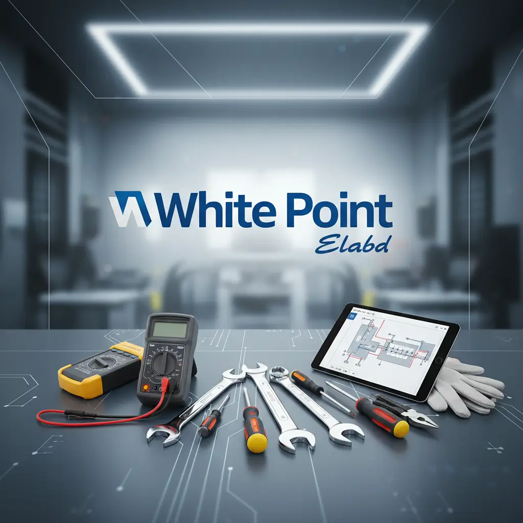 شعار صيانة وايت بوينت العبد مع أدوات صيانة حديثة.