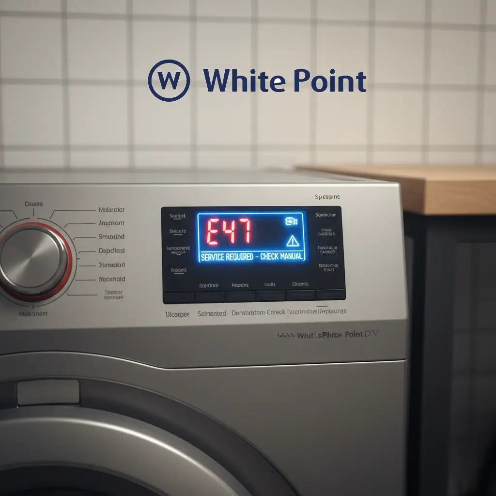 شاشة غسالة تعرض رمز خطأ يستدعي الاتصال بـ رقم صيانة وايت بوينت العبد.